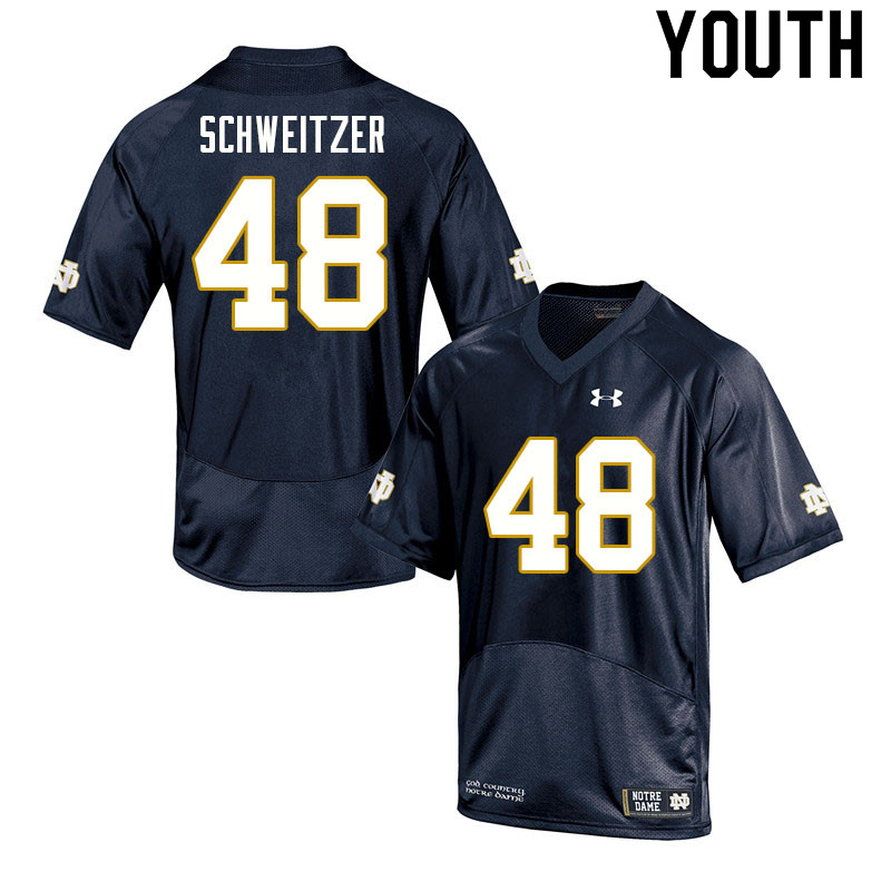 Youth #48 Will Schweitzer Notre Dame Fighting Irish College Football Jerseys Sale-Navy - Click Image to Close